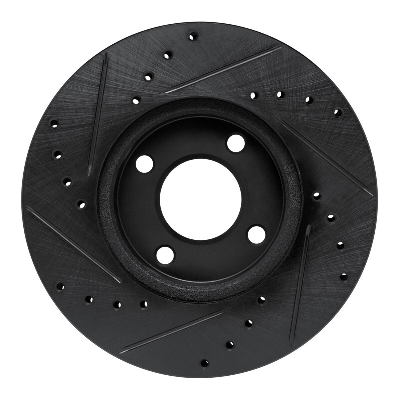 Nissan Versa Brake Rotor (1) - Front Right - R1 Concepts - Drilled & Slotted - Black - `17-`25